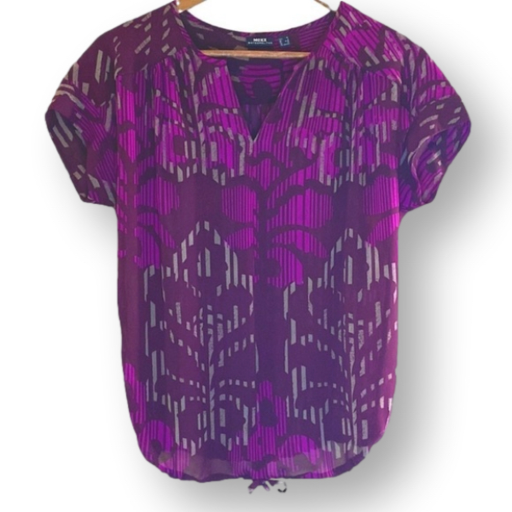 MEXX Blouse. Popover Drop shoulder. Wine pink and tan.